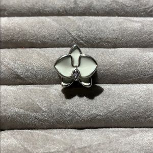 PANDORA enamel orchid cz charm